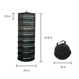 HYDGOOHO Drying Rack 8 Layer Dryer 2ft Black Mesh Green Zipper
