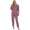 Mnemo Home Women's Long Flannel Pyjamas, 100% Cotton, Flannel, red