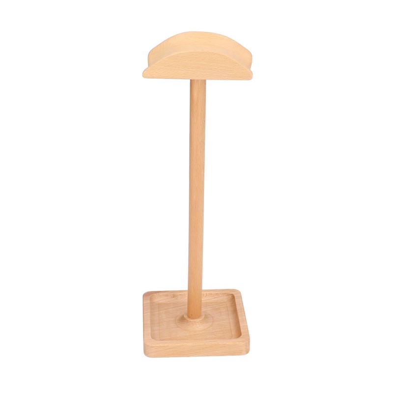 Wooden Headphone Holder Beech Headset Stand Desktop Display Shelf for