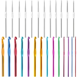26 Pieces Crochet Hooks Set, BetterJonny Multi-Color Knitting Needles Weaving Tools Set for Yarn Craft (0.6-10mm)