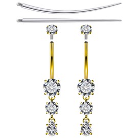 Boernfnso Internally Threaded Belly Button Rings Surgical Stee, Extra-Long & Short Simple Belly Rings, 14G Belly Piercing Jewelry,Navel Piercing Jewelry for Women Men 14mm