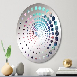 Aqua and Rose Subaquatic Realm - Coastal Coral Under Water Spiral Dot Animals - 20x30 Inches - Oval Decorative Wall Mirror For Bathroom, Bedroom, Entryway, Living Room, Vanity Room and Modern Décor