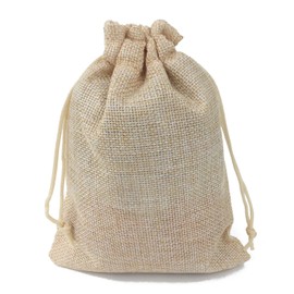 Gold Fortune 50PCS Cream Burlap Favor Gift Bags with Drawstring and Cotton Lining (17X23CM)