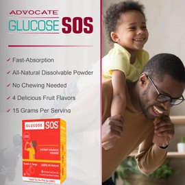 Glucose SOS Glucose Powder Packets with Natural Dextrose, Fast-Absorption that Instantly Dissolves in Your Mouth with No Water Needed, Sweet & Tangy 12 Servings
