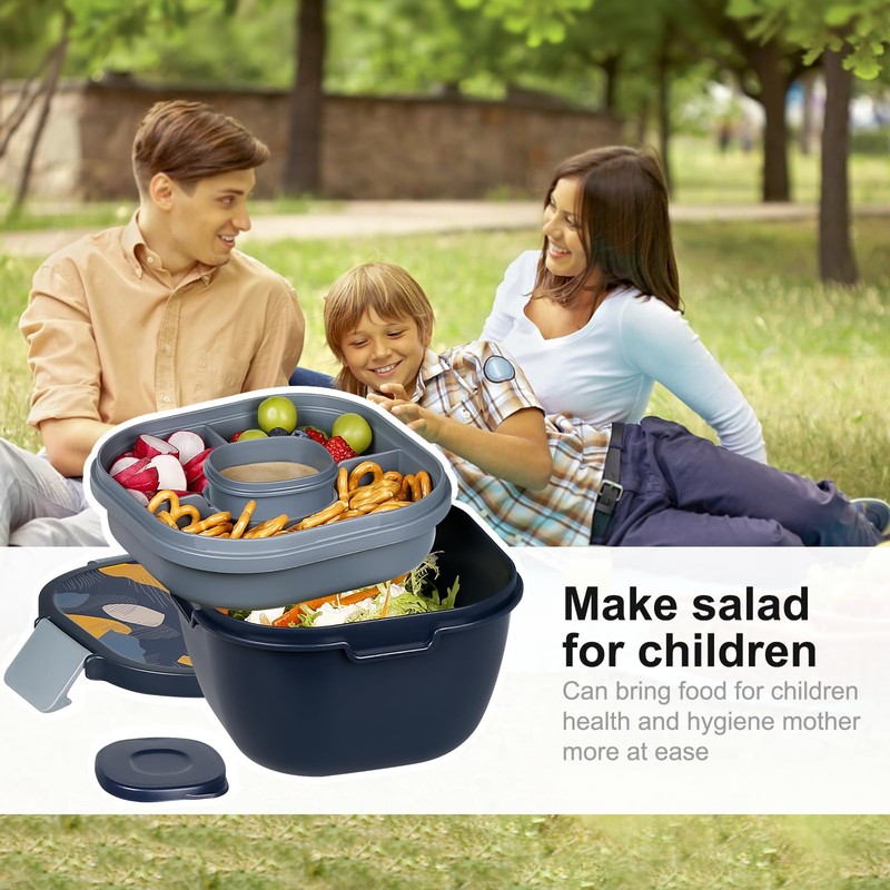 Greentainer Lunch Box Lightweight Bento Box with 1 Fork, Salad