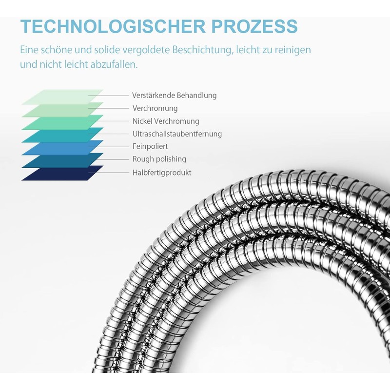 OFFO Stainless Steel Shower Hose with Twist Protection, 1.6 m