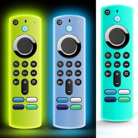 Wevove Silicone Anti-Slip Protective Remote Case 3rd Gen with Lanyard, Cover Glow in The Dark (Glow Yellow, Glow Blue,Sky Blue)