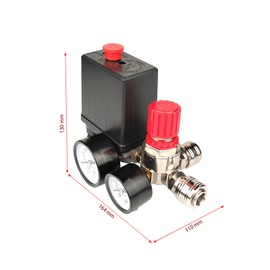 Air Compressor Pressure Switch, 1/4" 220V Safety Valve Control Regulator with Gauges 90~120 PSI for Pressure Regulation (White)