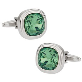 Mens Erinite Green Crystal Cufflinks with Travel Presentation Gift Box