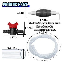 Manual Oil Pump, Multifunctional Fuel Transfer Pump with Flow Valve, Portable Liquid Suction Pump, 6.7 Ft PVC Siphon Hose Hand Pump Kit for Gasoline Petrol Oil Water Fish Tank