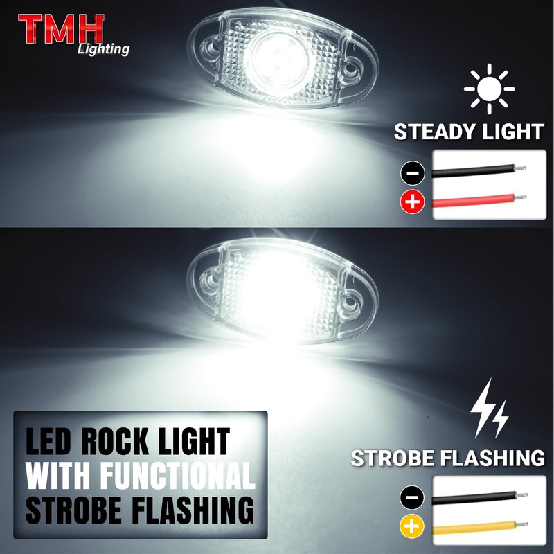 TMH 4 Pods White Strobe Rock Lights LEDs SMD Chips
