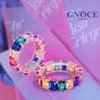 GNOCE Ring Damen Bunte Steine Roségold Frauen Bandringe Regenbogen Baguette