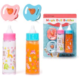 My Sweet Baby® Talking Doll Feeding Set – 2 Disappearing Bottles with Sounds (Milk & Juice), Sound Pacifier with Clip, Squeaky Tips – Toy Accessories for Dolls