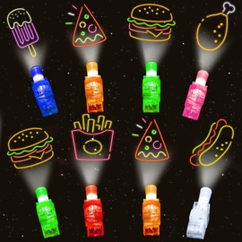 24PCS Fast Food Party Favors LED Finger Lights, Glow in the Dark Light Up Toys Bulk for Kids Boy Girl Birthday Goodie Bags Fillers Stuffers Back to School Party Return Gifts Classroom Prizes