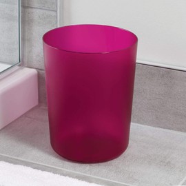iDesign Round Plastic Trash Can for Bath, Bedroom, Office The Finn Collection –, 7.64" x 10", Magenta