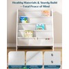 SEIRIONE Sturdy Kids Bookshelf, Children Display Rack, 4 Sling and
