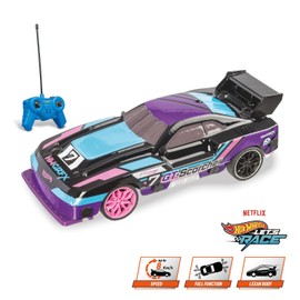 Mondo Motors Hot Wheels GT Scorcher, Modello in scala 1:24, fino a 8 Km/h di velocità, auto giocattolo per bambini 63822, con luci LED nella carrozzeria, colore viola e azzurro