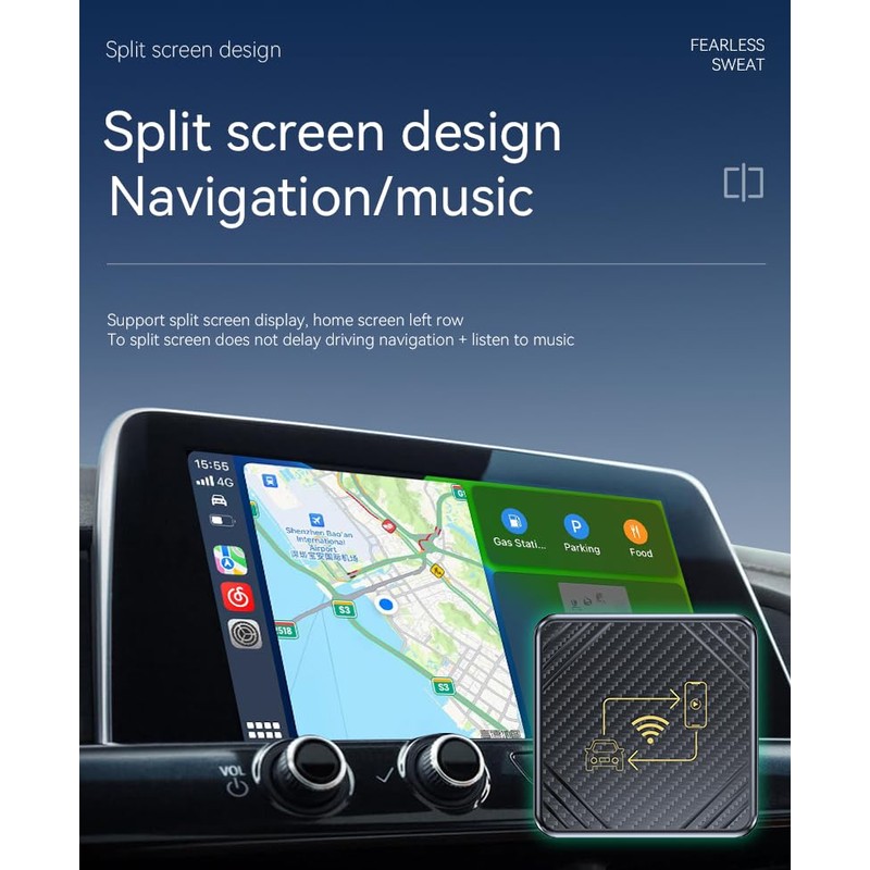 TKMARS CarPlay Wireless Adapter, 2-in-1 Wireless CarPlay Dongle Box for