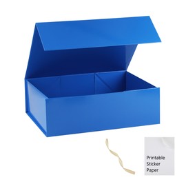 MUMUPACK Blue Gift Box,10x7.3x3.5 Gift Boxes With Lids For Presents Includes Ribbon And Diy Printable Sticker Paper,Bridesmaid Proposal Box,Magnetic Gift Box For Birthday,Wedding,Graduation