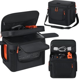 Portable Carrying Bag Compatible with Jackery Explorer 1000 V2, Soft Power Station Storage Case with Padding, Generator Covers with Side Zipper, Multi-Pocket, Shoulder Strap, 13.78*10.23*10.8in