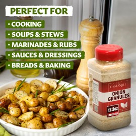 Eastanbul Granulated Onion, 12.3oz, Minced White Onion, Cebolla Granulada en Polvo, Seasoning for Cooking, Soups, Dips, Casseroles, Meat, Poultry, Sauces, Gravies, and Marinades, Vegan, Gluten Free