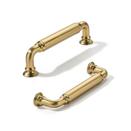 khtumeware 2-Pack Champagne Bronze Heavy-Duty Solid Cabinet Pulls, 3-1/2 Inch (89mm) Hole Center, Satin Brass Drawer Pulls, Cabinet Hardware, Suitable for Kitchen Cabinets, Bathrooms and Dressers
