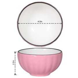 AWHOME Ceramic Bowl Blue 4.5in Set of 4 (Pink, 4.5in)