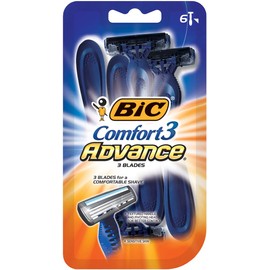 BIC Comfort 3 Advanced Men's Disposable Razor, Triple Blade, Pack of 6 Razors, For a Simply Smoother Shave