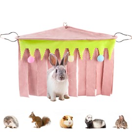 ReignSword Forest Cage Corner Hideout, Pets Corner Hideout for Guinea Pigs, Rabbits, Ferrets, Chinchillas, Gerbils, Hedgehogs (Pink)