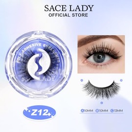 SACE LADY Pestañas Postizas Autoadhesivas，Sin Pegamento，Aplicación en 3 Segundos，Reutilizables，Fáciles para Principiantes，Z12-C1.3 cm