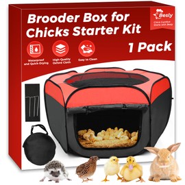 Besly Brooder Box for Chick, Large Brooder for 15 Chicks, Breathable Mesh Ventilation, Waterproof Removable Bottom Mat,Foldable, Pop-up,No Assembly Required