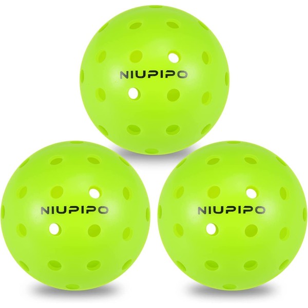 niupipo Pickleball Balls, Outdoor Pickleball Balls, USAPA Approved Pickle Balls for Tournament, High Elasticity & Durable, 3 Pickleball Balls Pack