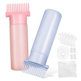Healvian 2pcs Root Comb Applicators for Hair Oiling Includes Oil Bottle Reusable Gloves Cover Ear Protectors for Salon and Home Use