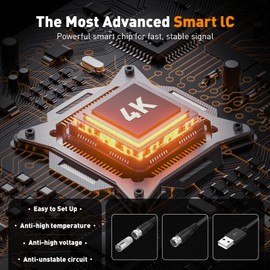 TV Antenna-Smart TV Antenna 600+ Miles Coverage Range, HD Digital TVs Antenna for Local Channels, Support 4K 1080P & Signal Amplifier, 18ft High Performance Coax Cable, Support All TVs-Orange