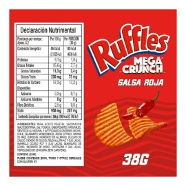 Sabritas 5X RUFFLES MEGA CRUNCH SALSA ROJA  - SABRITAS MEXICANAS (5 Paquetes de 38g c/u)