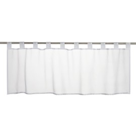 Elbersdrucke Basic 00 Bistro Curtain, White, Transparent, 48 x 140 cm, Short Curtain for Kitchen, Living Room, Bathroom, Kitchen Window, Privacy Screen, 196073