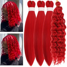 Red Braiding Hair Pre stretched for Bob Boho Braids Pre stretched Boho Braiding Hair