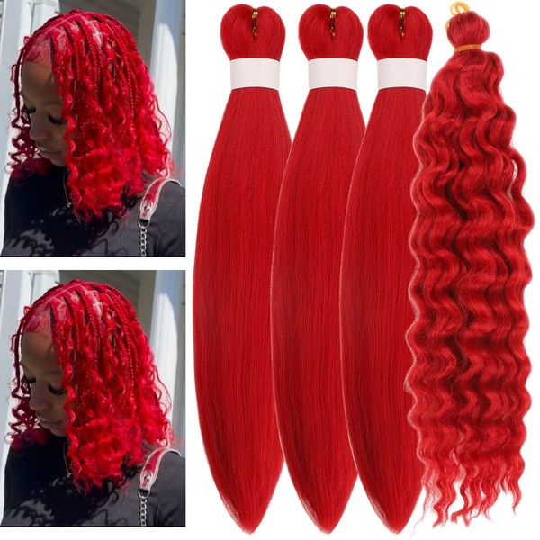 Red Braiding Hair Pre stretched for Bob Boho Braids Pre