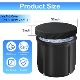 KQSNGB Ice Bath Cover Lid, Cold Plunge Cover for Indoor Outdoor, Made of Oxford Nonwoven Fabric (Black)