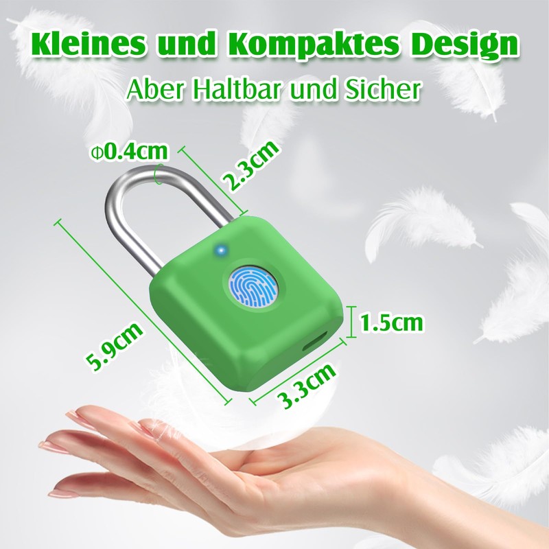 Anweller Smart Fingerprint Padlock Bluetooth Gym, Office, Home, Garden -
