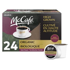 McCafé High Grown Organic K-Cup Coffee Pods, Dark Roast, 24 Count, Ethically Sourced, Certified Organic, For Keurig Coffee Makers