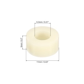 PATIKIL M5 Round Spacer Washer, 24 Pack Nylon 5.3mm ID x 11mm OD x 5mm L for M5 Screws Block 3D Printer TV Wall Mounting Electrical Outlet, Beige