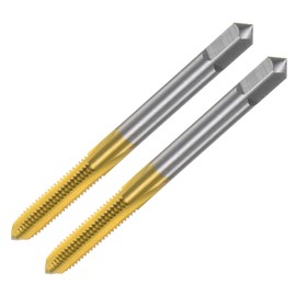 uxcell 2pcs Metric Thread Taps M5 x 0.8 H2 Titanium Coated High Speed Steel Straight Flute Screw Thread Milling Machine Taps Threading Tapping Repair Tool