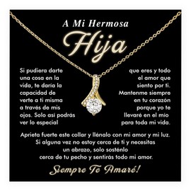 Jewelayer Collar de regalo para mi hermosa hija, regalo de graduación 2024, collar de cumpleaños, regalo especial de los padres con mensaje en español, tarjeta y caja