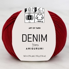 Denim Amigurumi Yarn Art 55% Cotton 45% Poliacrylic 50g 174 Yds Soft Smooth Sport Fine (2) for Crocheting Knitting Blankets Baby Garments More Colors (Burgundy/Bordo, Pack 1)