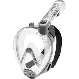 Cressi Duke Full Face Snorkel Dry Mask - Available in Standard Version or with Action Cam Holder, Adult Unisex, Clear/Silver, M/L