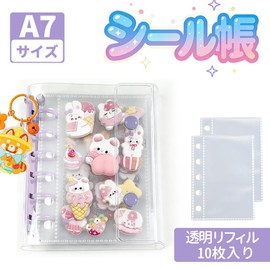Sticker Notebook, Mini Size, Clear Binder with Pockets, Sticker Notebook, Decoration, Girls, Stationery, Repositionable, Photo Storage, Collection Organization, Card Storage, Collage, Photo Deco (A7