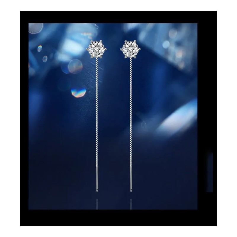 Pendientes Largos de Plata 925 para Niñas con Zirconia AAA,