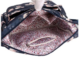 Shoulder Bag Women's Multi Pocket Nylon Messenger Bag Shoulder Bag Lightweight Travel Handbag, Rose blossom