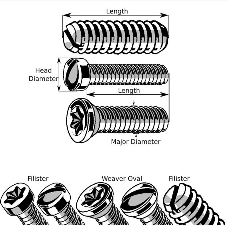 Black Oxide Star Drive Weaver Oval Head Gun Screws -